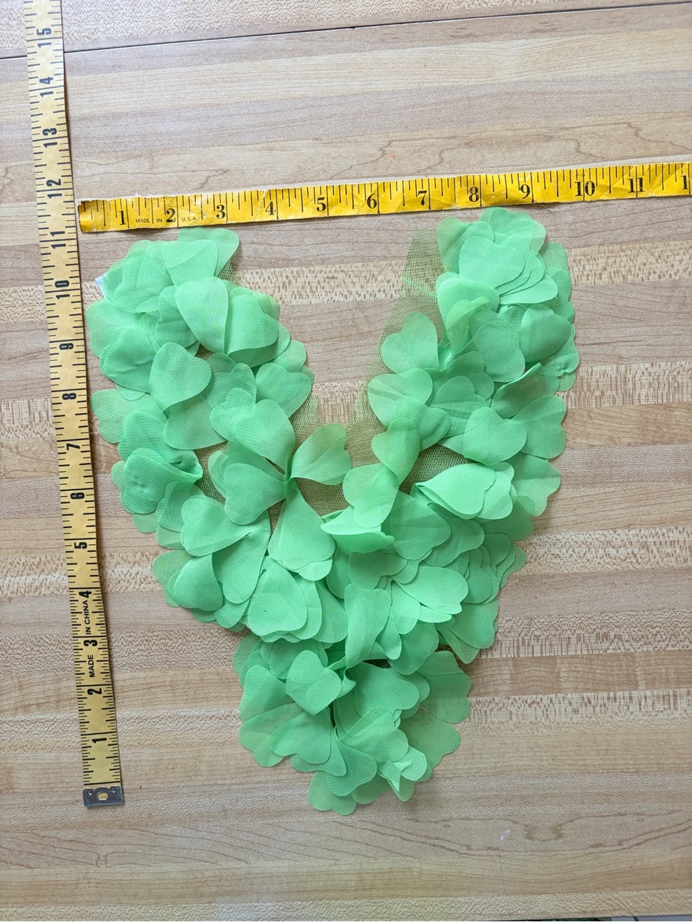Green Layered Petal neckline appliqué vintage sewing design